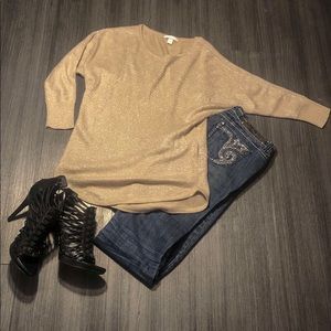 New York Company Gold Sparkle holiday shirt sz S ✨